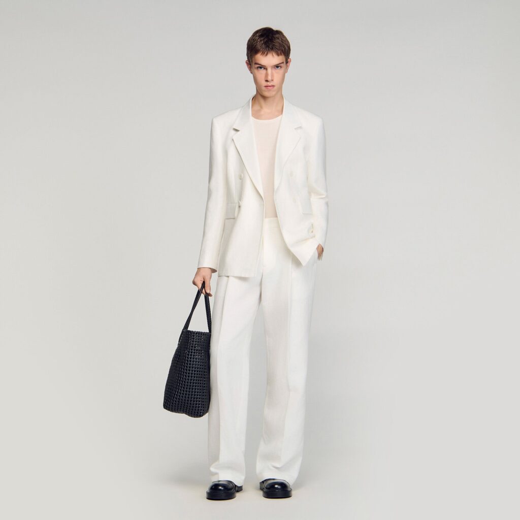 Veste de costume croisée en lin