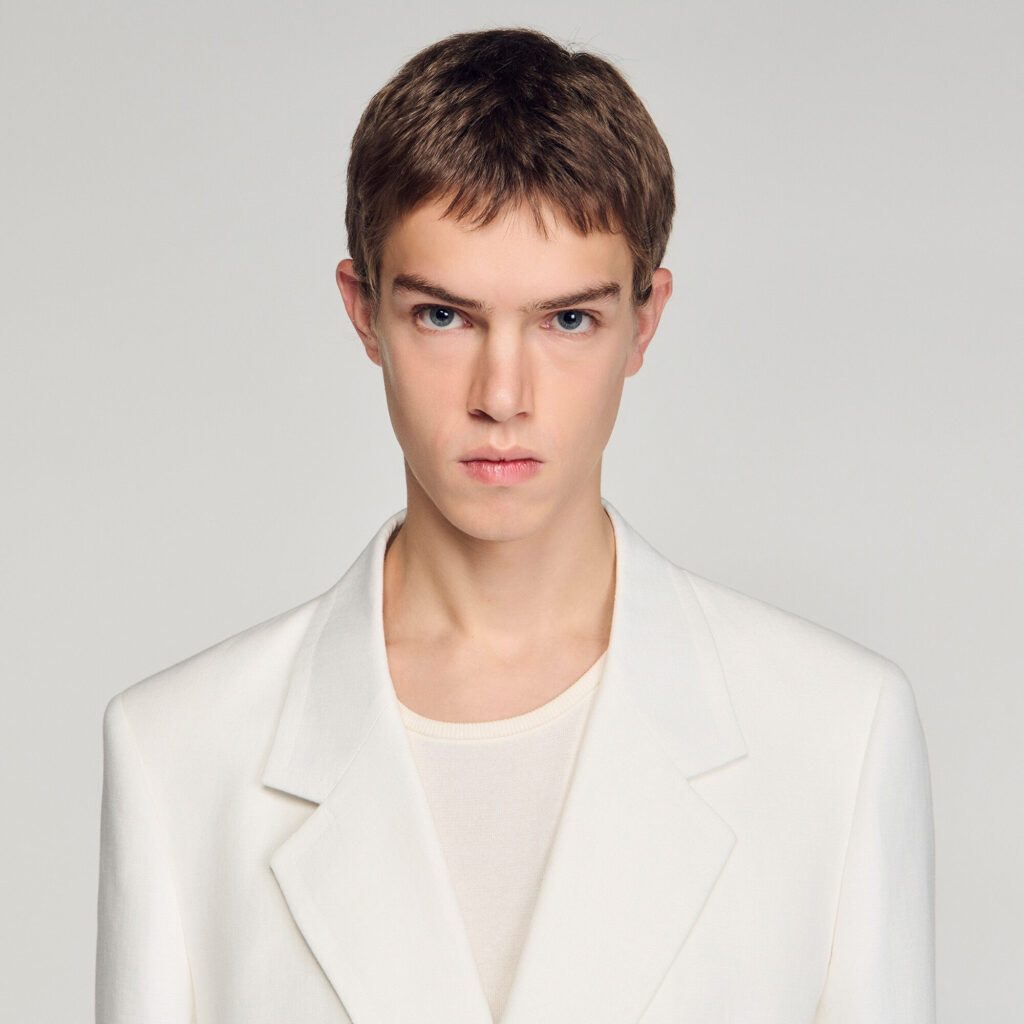 Veste de costume croisée en lin
