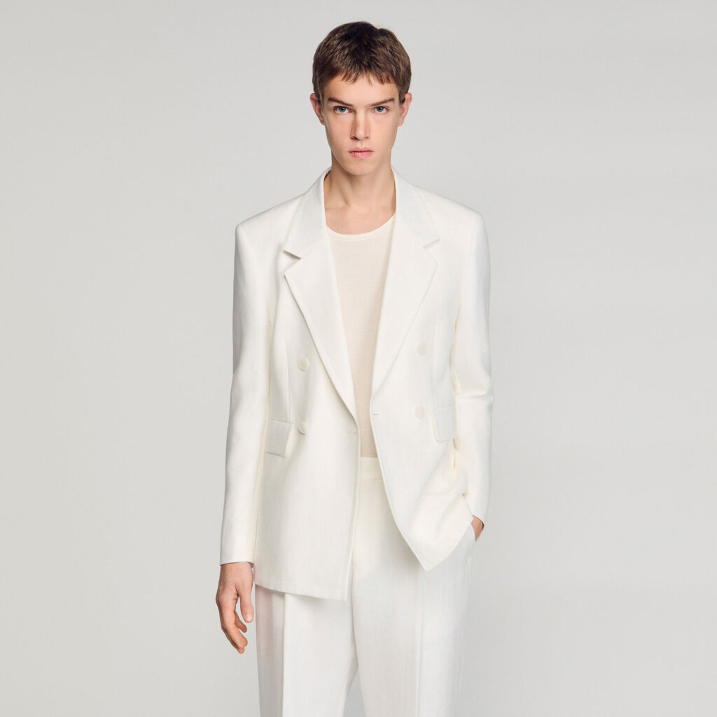 Veste de costume croisée en lin