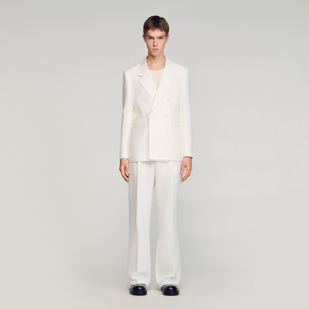 Veste de costume croisée en lin